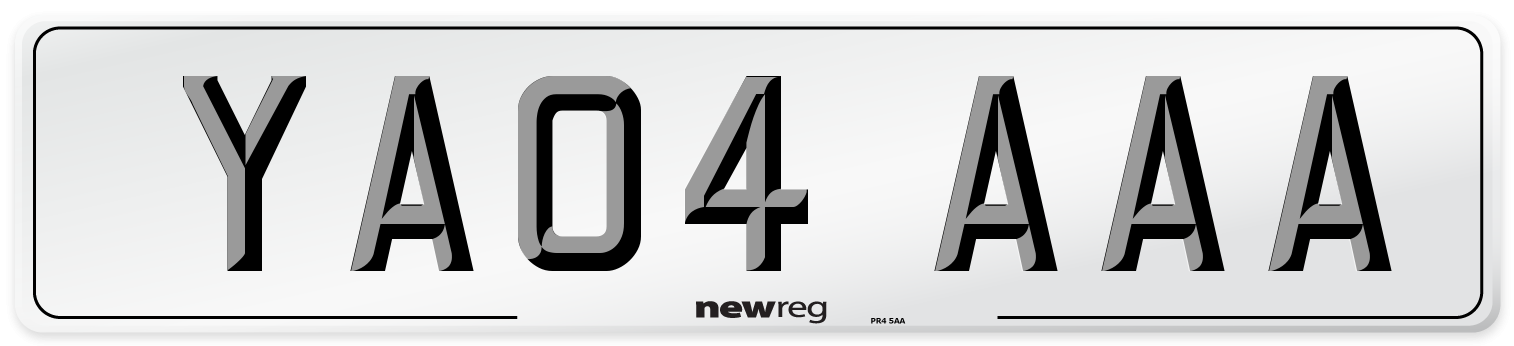 YA04 AAA Number Plate from New Reg